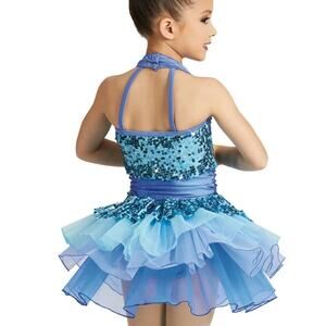 Weissman Dance Costume VACATION 12200 Blue Child Extra Small CXS Ultra Sparkle
